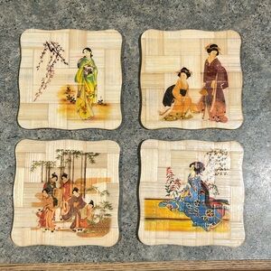 Vintage Bamboo Oriental Coasters